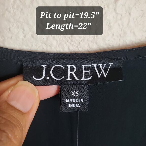 J.Crew Goldie Satin Blouse Top Black Size XS NWT Preppy Monochrome Quiet Luxury - Picture 3 of 10